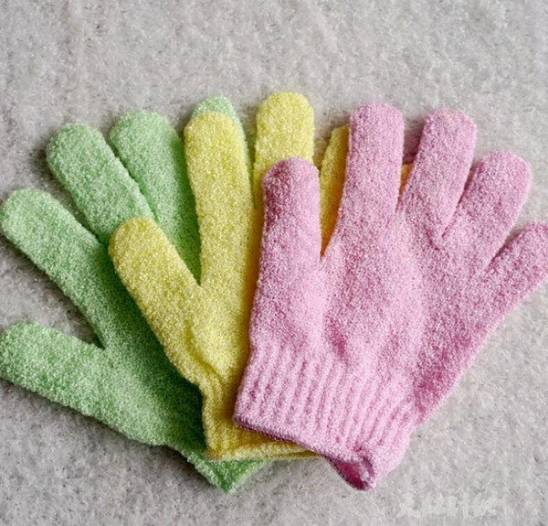 Mixed Color Exfoliating Glove Skin Body Bath Shower Loofah Sponge Mitt Scrub Massage Spa Factory Price A015