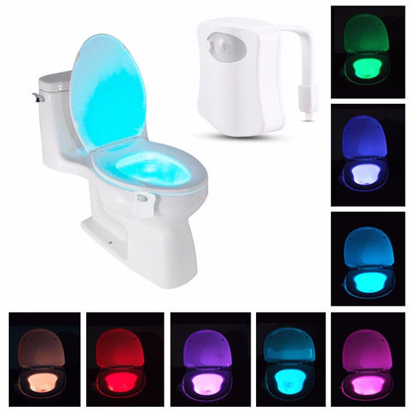 New Toilet Night Light LED Sensor Motion Activated Toilet Bathroom Washroom Night Lamp Toilet Bowl Light Sensor Seat Nightlight M015