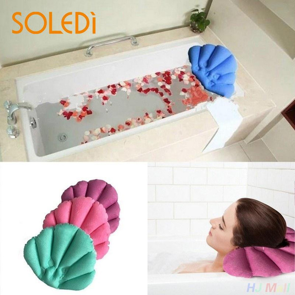 2019 free shipping Soft Bathroom Pillow Home Comfortable Spa Inflatable Bath Cups Shell Shaped Neck Bathtub Cushion Bathroom Accessories