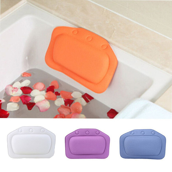 Bathtub Waterproof Spa Soft Bath Pillow Headrest With Suction Cup Tub Pillow Bathroom Products 4 Colors 21x31cm