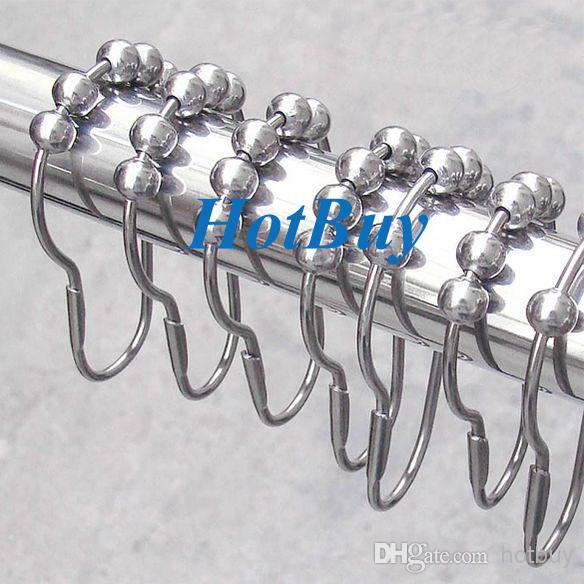 Polished Satin Nickel 5 Rollerball Shower Curtain Rings Curtain Hooks 7x4cm #1706