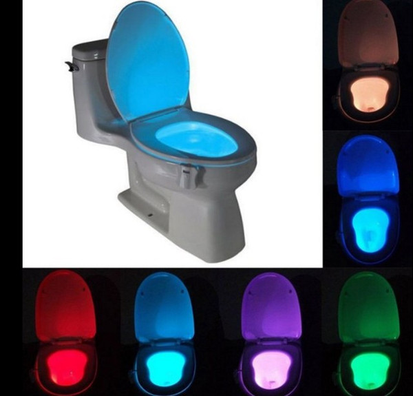 New Toilet Night Light LED Sensor Motion Activated Toilet Bathroom Washroom Night Lamp Toilet Bowl Light Sensor Seat Nightlight