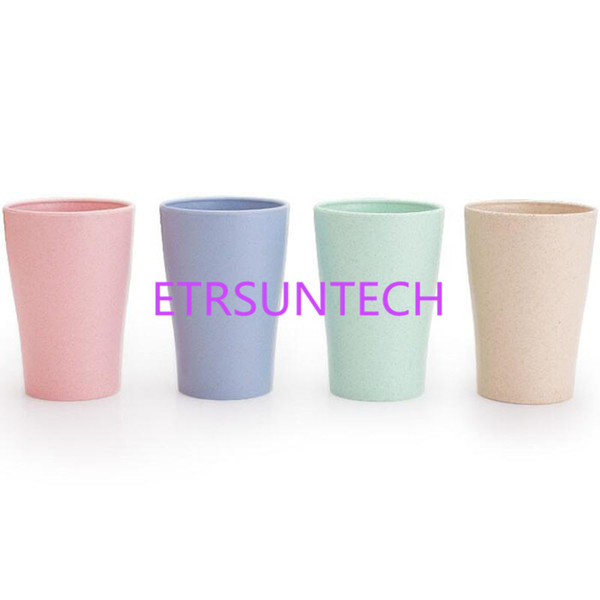 4pcs/set Toothbrush Cup Bathroom Tumblers Sets Wheat Straw Drinking Cup Plastic Tea Milk Coffee Cups QW8102