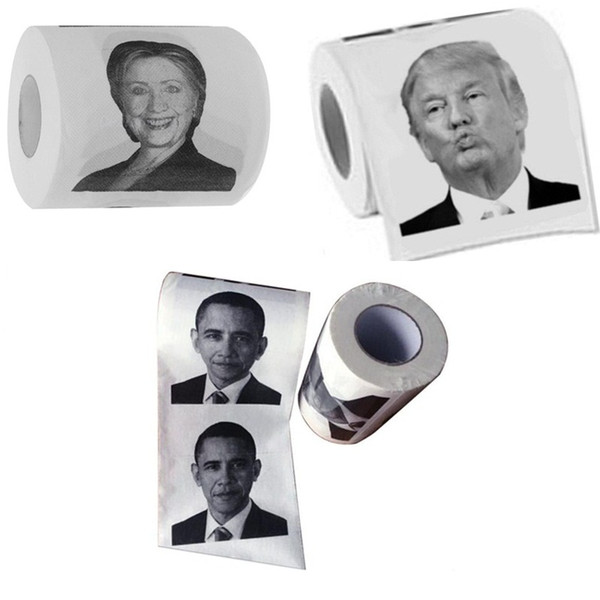 100pcs Hillary Clinton Donald Trump Barack Obama Toilet Paper - Novelty Funny Toilet Paper Gag Gift F757