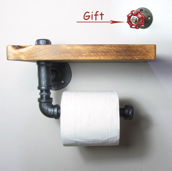 1PC Industrial Vintage WC/Bathroom/Kitchen/Toilet Paper Holder with Shelf Bathroom Banheiro Towel Rack Roll Paper Holder J011