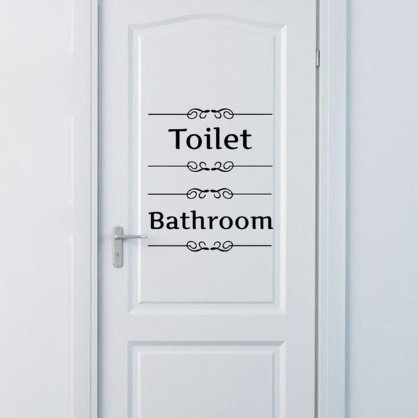 Free shipping Vintage Wall Sticker Bathroom Decor Toilet Door Vinyl Decal Transfer Vintage Decoration Quote Wall Art