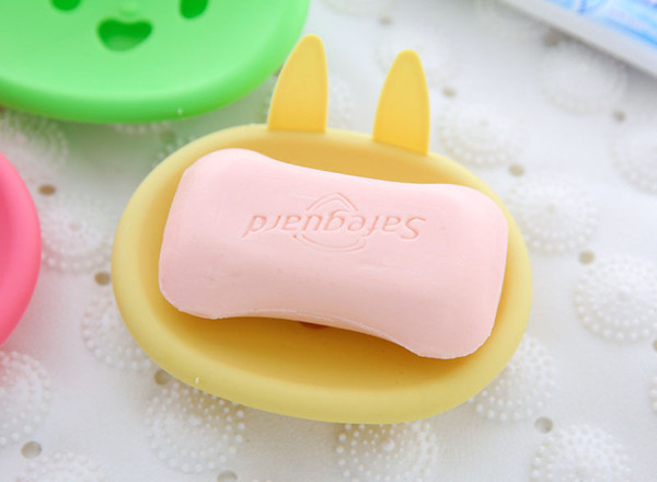 New Cute Cartoon Rabbit Shape Soap Box Bathroom Shower Plastic Soap Dishes Holder Toilet Supplies 4 Colors