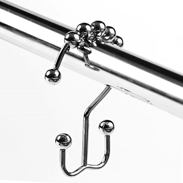 12PCS/Pack 7.7*2.8cm Bath Curtain Rollerball Curtain Glide Rings Hooks Polished Satin Nickel Ball Bathroom Accessories