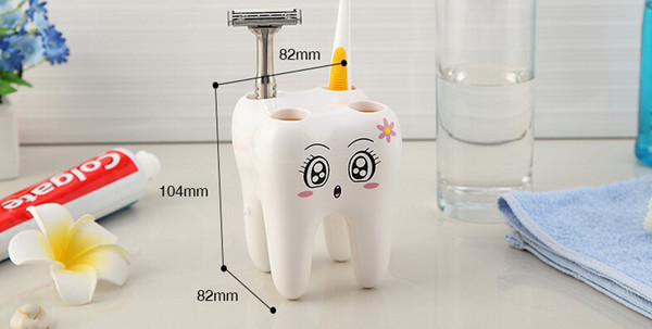 Teeth Style Toothbrush Holder,4 Hole Cartoon Toothbrush Stand Tooth Brush Shelf,Bracket Container Bathroom Accessories Set