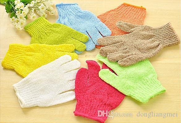 new 5 color nylon body cleaning shower gloves Exfoliating Bath Glove Five fingers Bath Gloves 15.5 * 15.5cm 1000pc J145