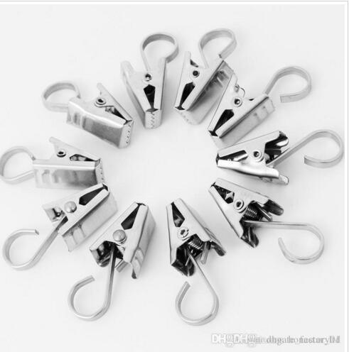 DHL Curtain Clips Hook Window Shower Curtain Clips Rings Stainless Steel Drapery Clips Decorative curtains accessories