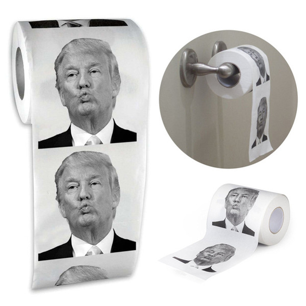 Bathroom Toilet Paper with Donald Trump Image Printing Toilet Paper with USA President Drawing Donald Paper Party Gag