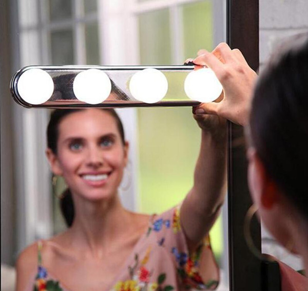 Studio Glow Make Up Super Bright Lighting 4 LED Bulbs Portable Cosmetic Mirror Light Kit Battery Powered Light Makeup Mirrors