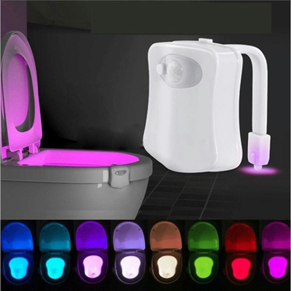 New Toilet Night Light LED Sensor Motion Activated Toilet Bathroom Washroom Night Lamp Toilet Bowl Light Sensor Seat Nightlight Free DHL