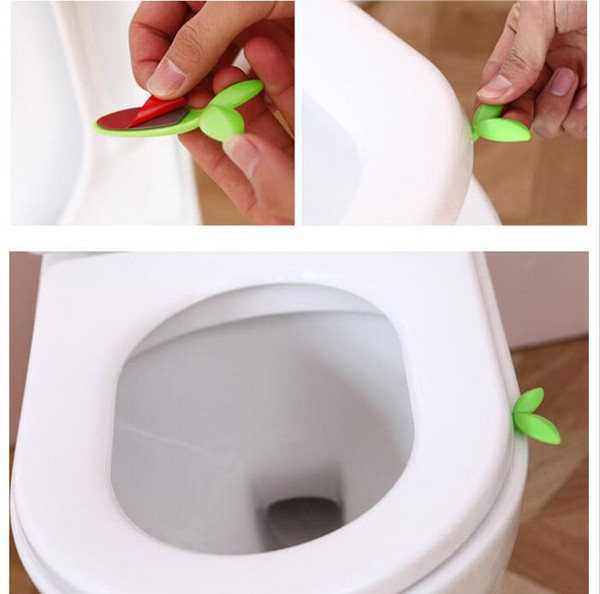 New Green Leaves Shape Cartoon Avoid Touching Self-adhesive Toilet Seat Pad Cover Lifter Anti Dirty Hands Handle Lifting Device