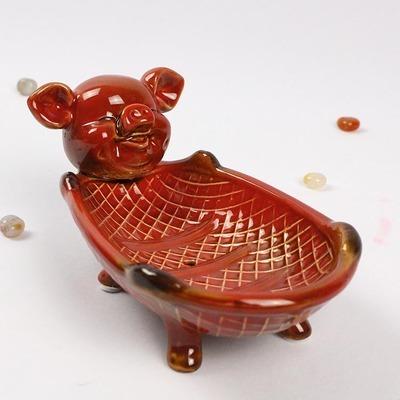 creamic crafts home furnishing Creative cartoon ceramic pig soap basin box Daily groceries zakka small things by bathroom adornment