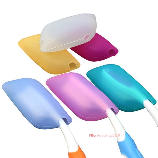 Outdoor travel portable compact and durable sanitary toothbrush sets dustproof silicone toothbrush head protector durable multi-color select