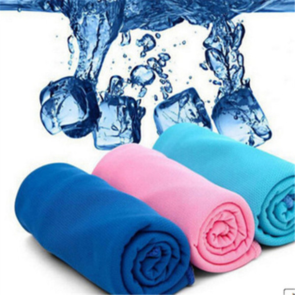 DHL 2018 Sports Cold Cool Towel Exercise Fitness Sweat Summer Ice Towel Outdoor Ice Cool Towel Hypothermia 90x30cm Magic Cooling Towels