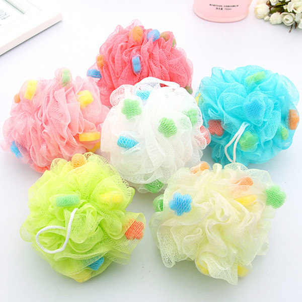 Large Size Mesh Pouf Sponge Bathing Spa Shower Scrubber Ball Colorful Bath Brushes Sponges 30 g 6 Colors DHL Free Shipping