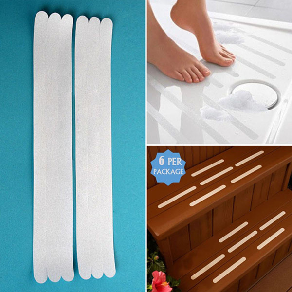 6/12pcs Anti Slip Bath Grip Stickers Non Slip Shower Strips Pad Flooring Safety Tape Mat Applique Stickers Bath Tub Shower