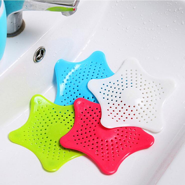 High Quality New Design 4 Colors Bathroom Shower Drain Cover Hair Filter Sink Strainer five-pointed star kitchen silicone sink filter