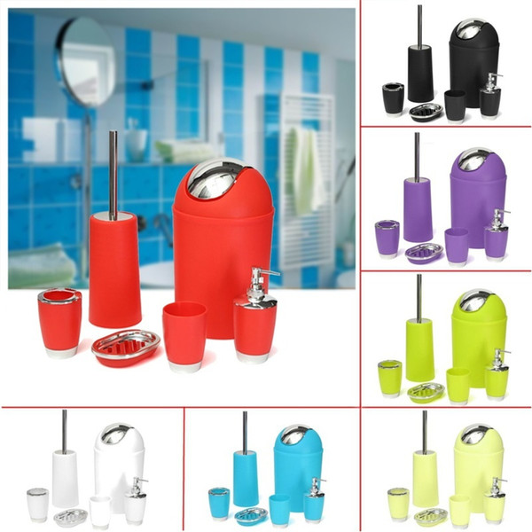 7 Colors Style 6pcs/Set Toothbrush Holder Bathroom Accessories Set Waste Bin Soap Dish Dispenser Tumbler Toothbrush Holder Home Living Suppl