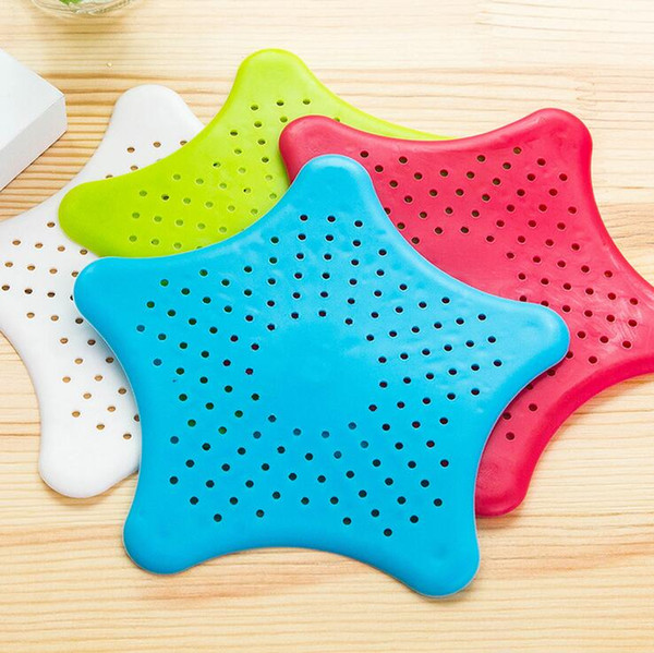 Hot Kitchen Bathroom Star Shaped Filter Floor Drains Hair Stopper Filter Sink Strainer Cute Hair Catcher 4 Colors Free Shipping