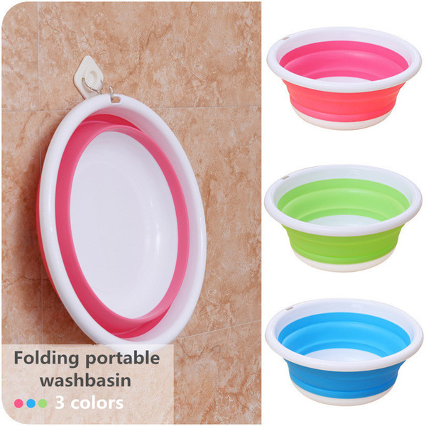 High quality Two color collapsible portable travel washbasin Outdoor plastic & rubber folding wash basin 2 size Baby washbasin