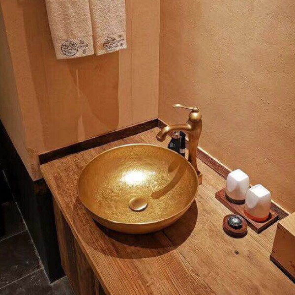 Hand hammered prodyct Round Copper Vanity bathroom sink copper sink china sink