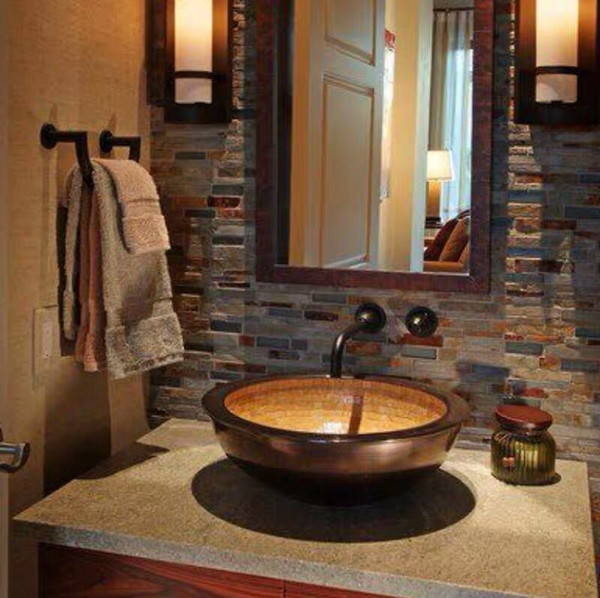 Round Drop-In Basin with Overflow bathroom sink Copper washbasin bathroom terrace, art terrace, toilet, washbasin, double-decked overflowin