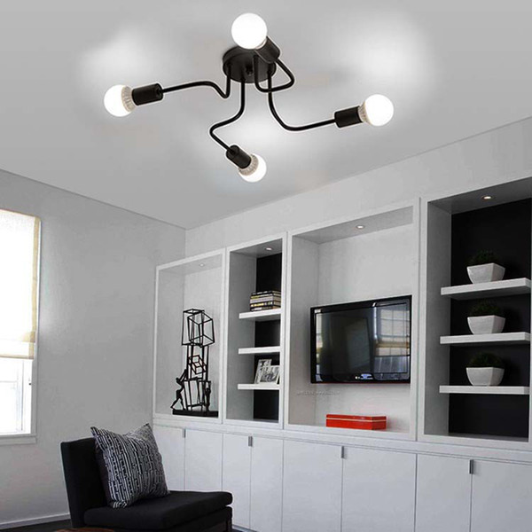 Multiple Rod Wrought Iron Ceiling Lights for Living Room Vintage Industrial Loft Nordic Ceiling Lamps for Home Lighting Fixtures