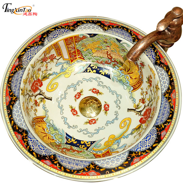 New Arrival colorful royal ceramic art basin for living room