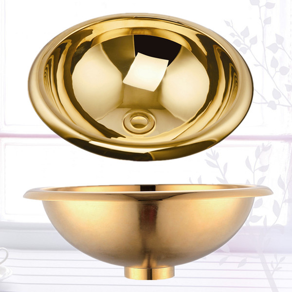 MODERN NEW COPPER ROUND STYLE UNDERMOUNT HAMMERED BATHROOM SINK BASIN GOLD PVD COLOUR