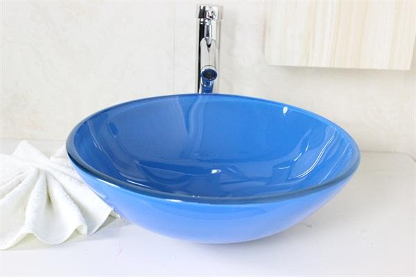 Modern Bathroom Glass Basin Tempered Glass Vessel Sink With Faucet Set N-560