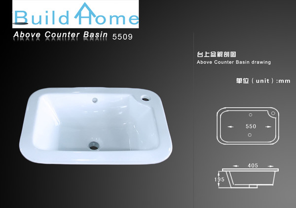 hot sale square abover counter ceramic basin