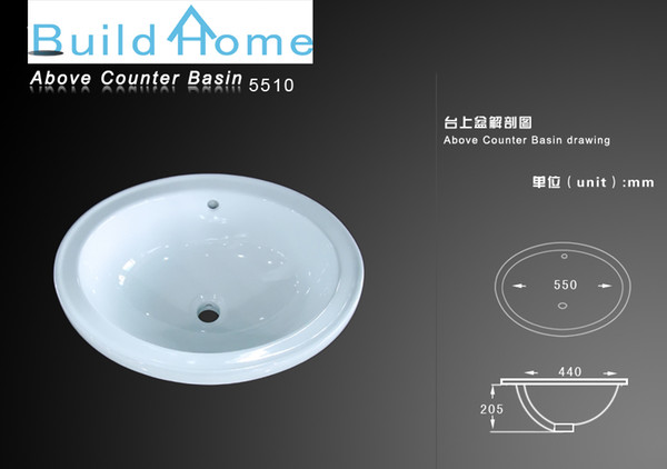 hot sale round abover counter ceramic basin