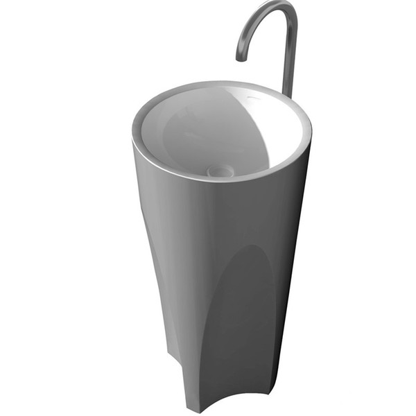 CUPC Certificate Freestanding Solid Surface Stone Bathroom Corian Wash Basin Cloakroom Round Pedestal Vessel Sink RS38314