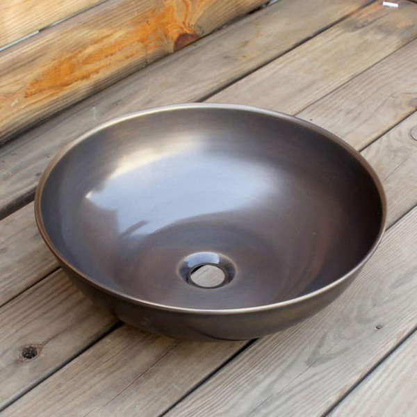 coffee banity smooth surface bathroom sink Round brass sink china sink