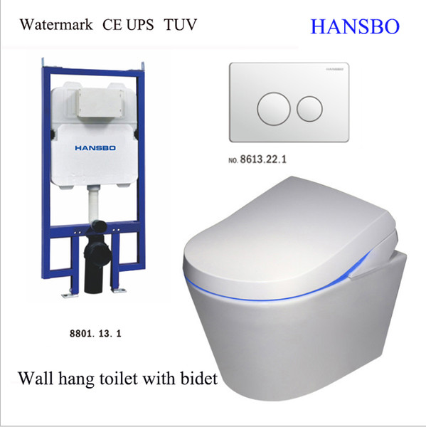 Hansbo wall hang toilet with bidet wall mounted pan watermark certificate integral intelligence toilet