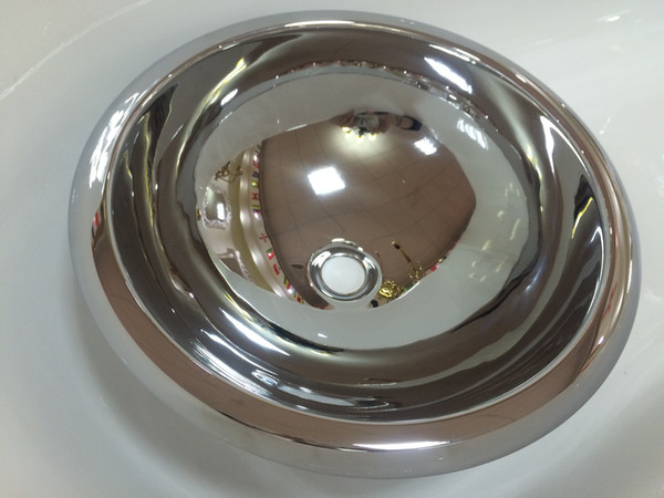 MODERN NEW COPPER ROUND STYLE UNDERMOUNT HAMMERED BATHROOM SINK BASIN Chrome COLOUR