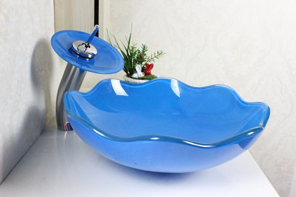 Tempered Glass Sink Basin Hot Sale Glass Basin bathroom basin Wash Basin Glass Bowl Tempered Glass Vessel Sink With Faucet Set N-185