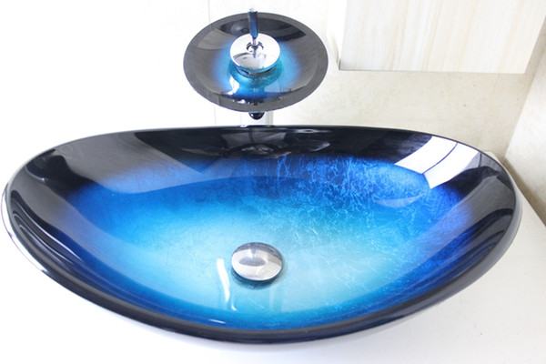 Toughened glass hand-wash basins hand-painted art bathroom sink basin sink basin basin basin basin basin dresser wash basin N-779