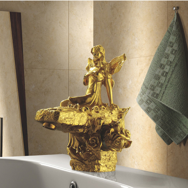 Free shipping Single hole gold clour sink faucet artistic basin faucet luxurious FAUCET MODERN MIXER FAUCET