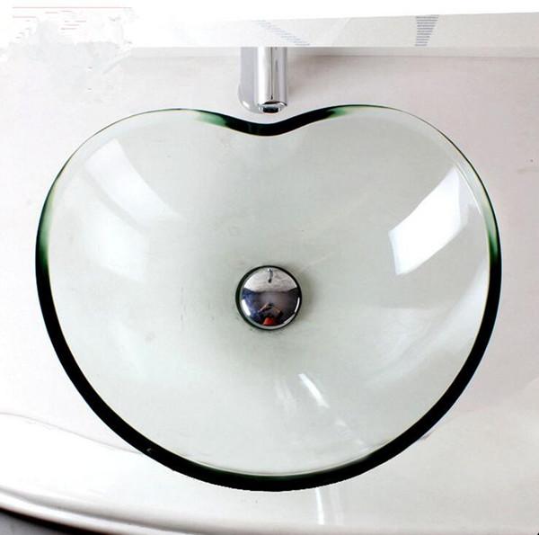 Wash Basin Glass Bathroom Clean utensils Tempered glass Chinese Products Sink Heart shape Wash basins Washing basin Sink