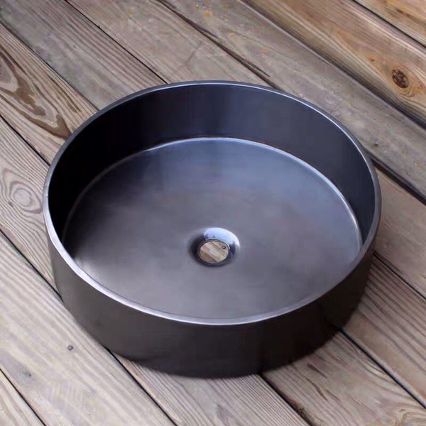 Round double wall vessel sink Copper basin and copper bathroom sink