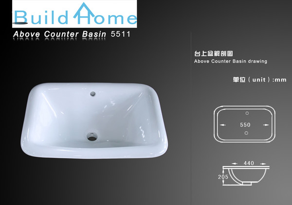 popular square abover counter ceramic basin