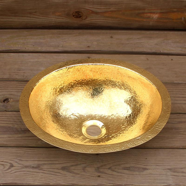 Oval copper bathroon sink Hotel homestays creative mirror oval basin guesthouse under the pure copper basin wash basin