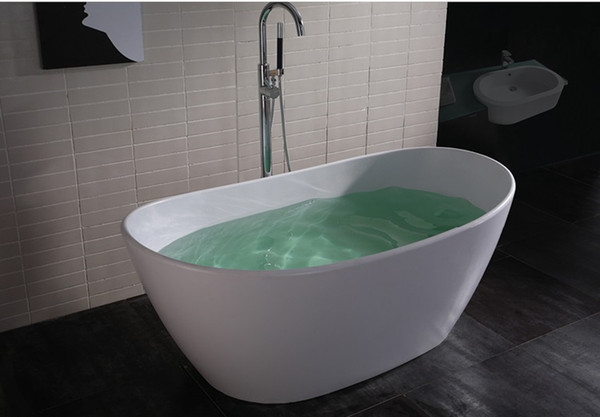 1630mm Elegent Solid Surface Acrylic Bathtub With Drainer Overflow Freestanding Oval Corian Soaking Tub CUPC Approval Bath 6509