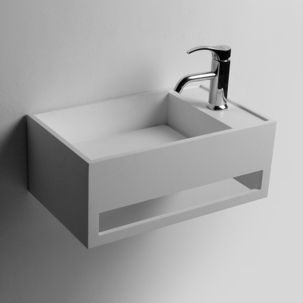 Rectangular Bathroom Solid Surface Stone Wash Basin Wall hung Matt White Or Glossy Laundry Vessel Sink RS3877