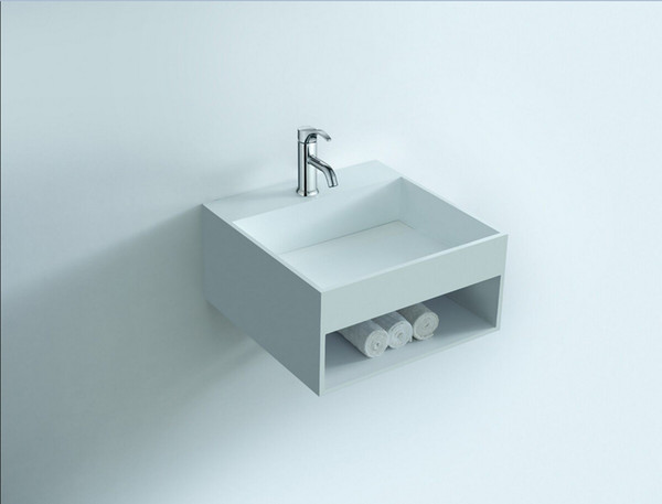 Rectangular bathroom solid surface stone Wall hung sink and fashionable Cloakroom Stone wall mounted wash basin RS3836